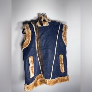 Jordan Craig Blue and Brown Shearling Vest